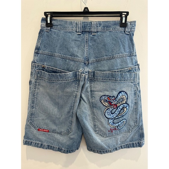 JNCO Jeans Other - Vintage 90s JNCO Jeans Mens Cobra Snake Embroidered Baggy Denim Shorts size 32